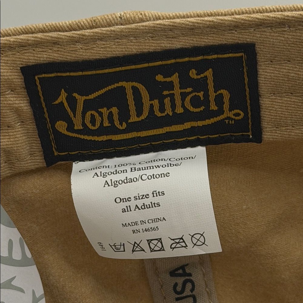 Von Dutch Distressed Dad Cap in a washed tan - Picture 11 of 12